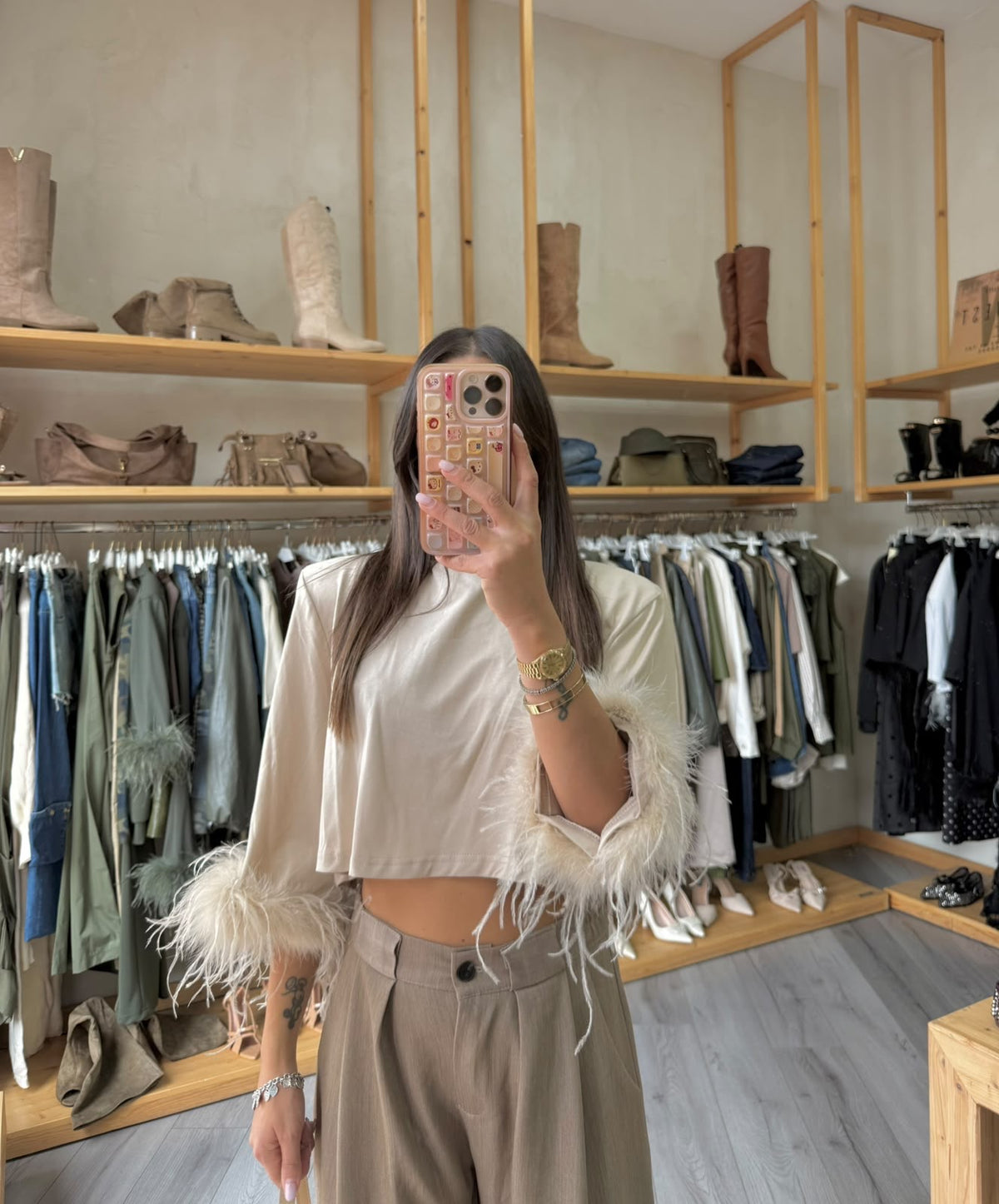 T-Shirt Crop Piume