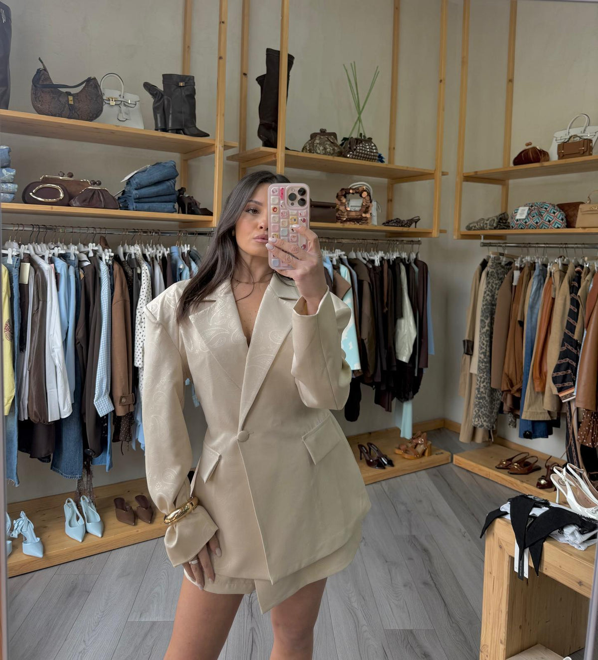 Coordset blazer shorts damascato