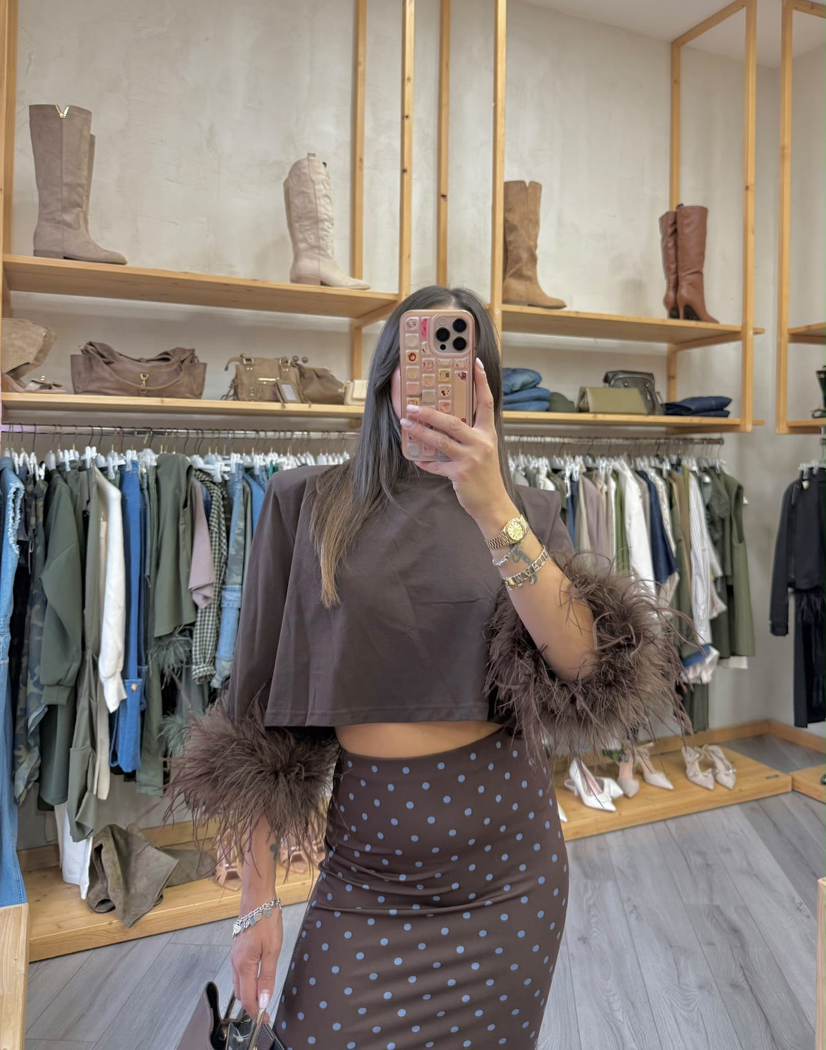 T-Shirt Crop Piume