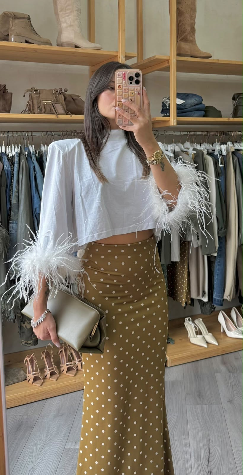 T-Shirt Crop Piume