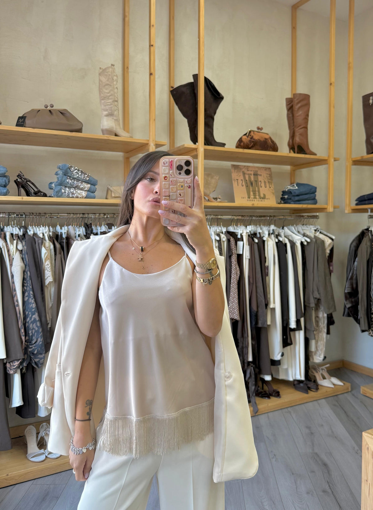 Canotta Satin Frange