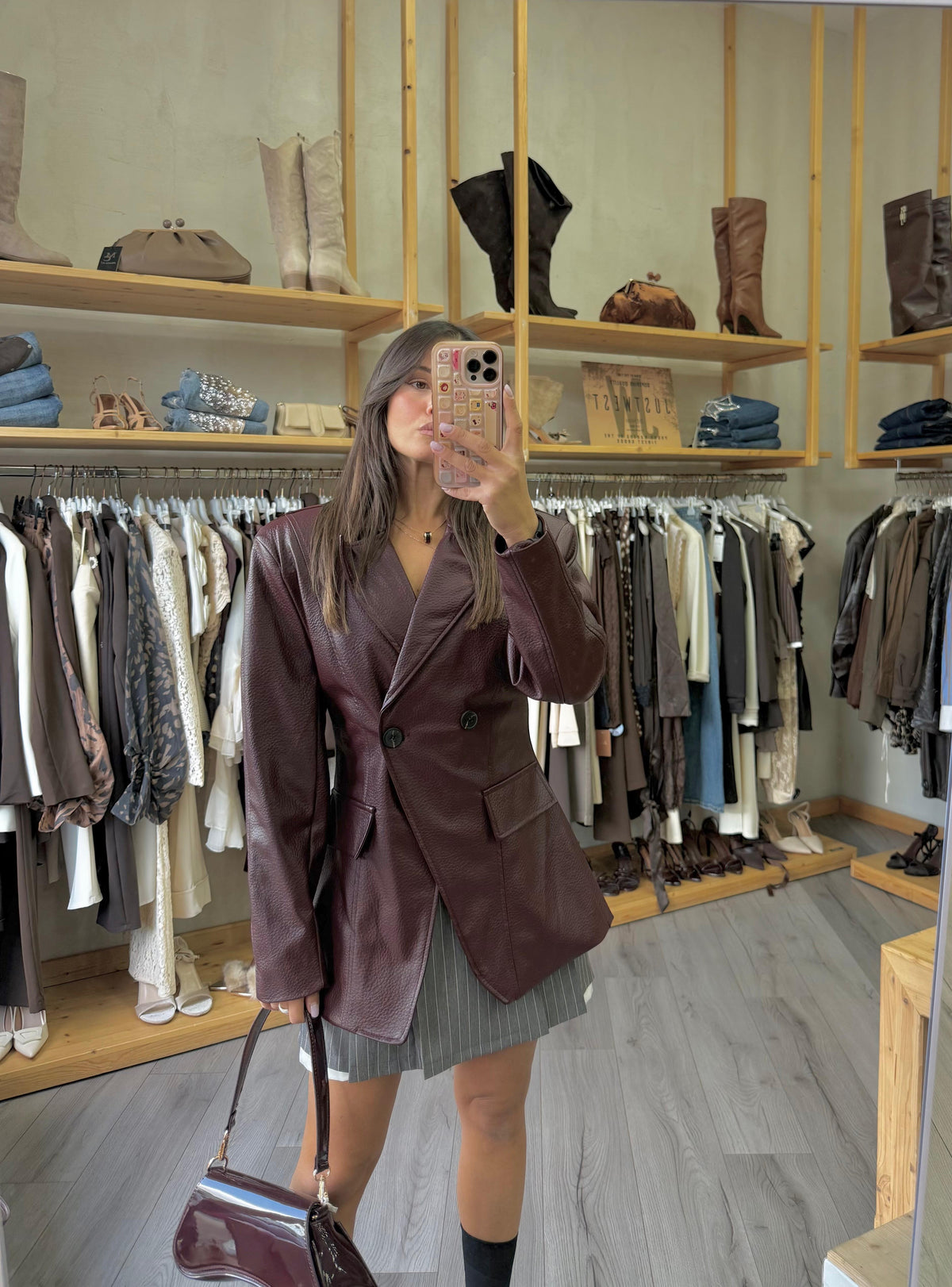 Giacca Burgundy Pelle
