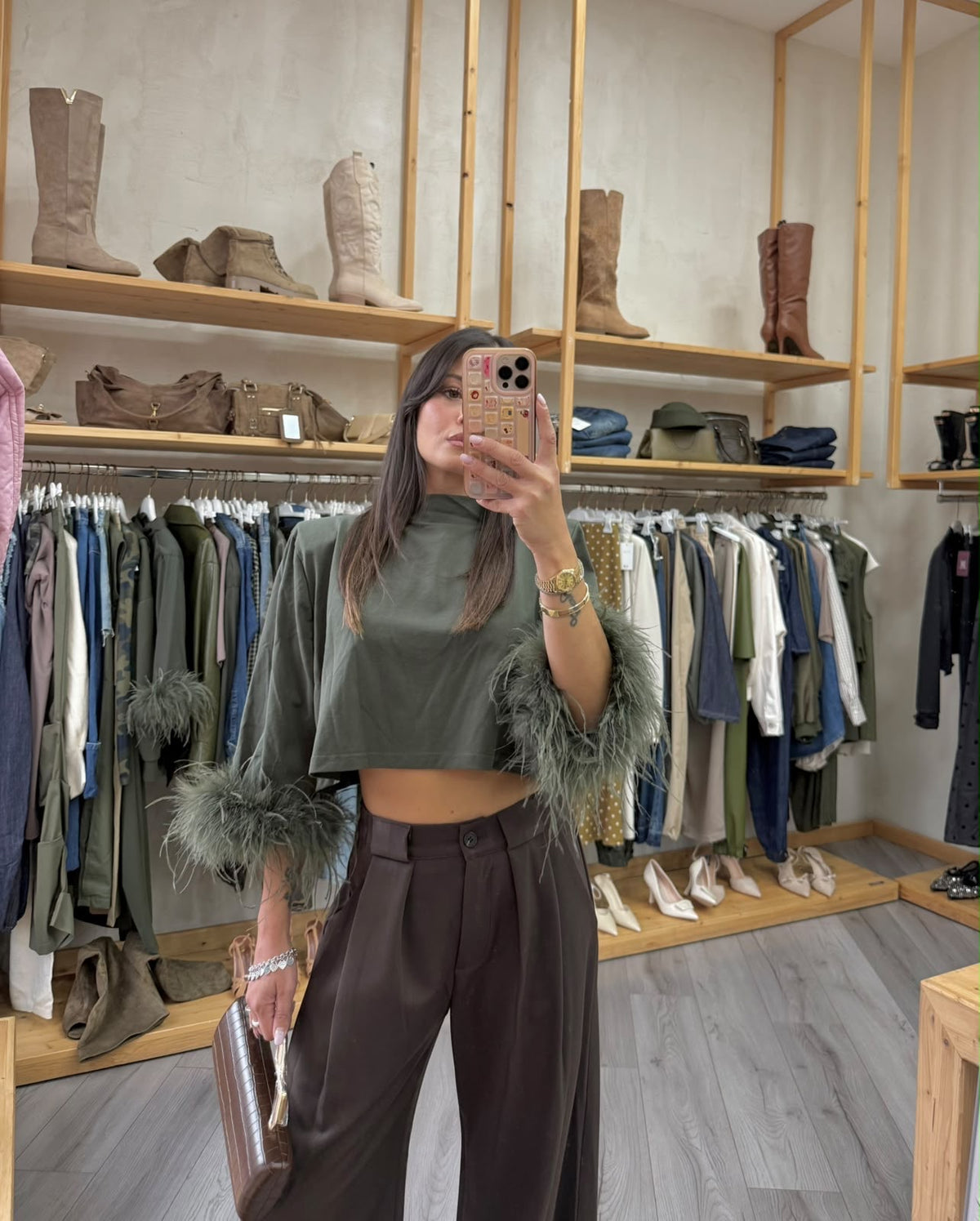 T-Shirt Crop Piume